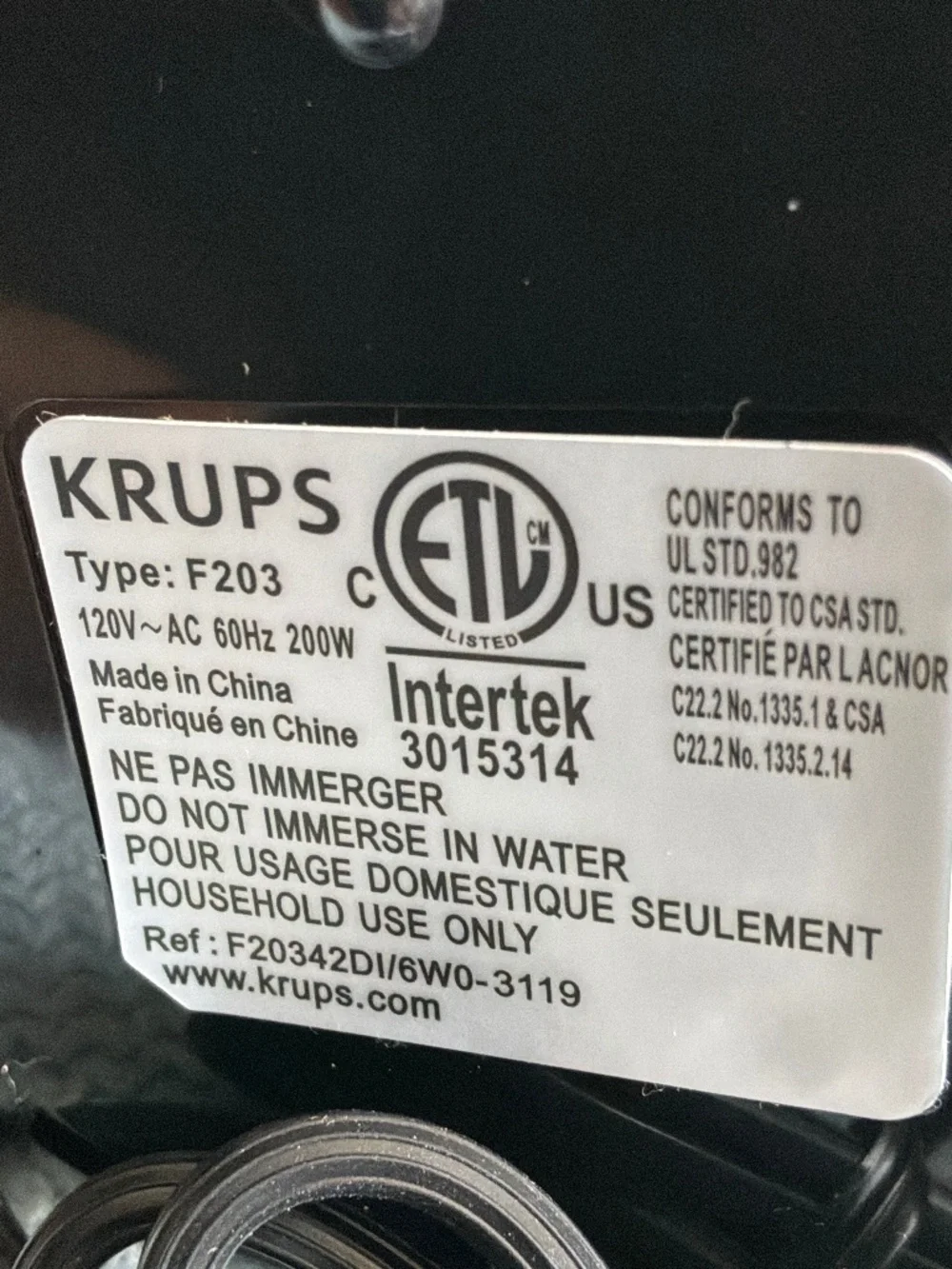NIB KRUPS Fast Touch Electric Coffee & Spice Grinder F203 Black